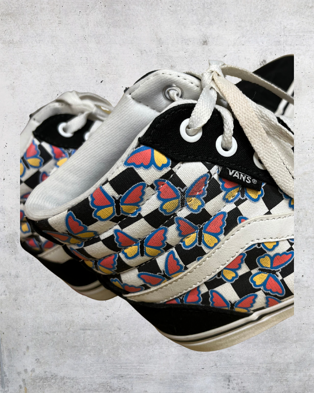 Vans Sk8-Hi Butterfly Checkerboard Sneakers – Women’s 9