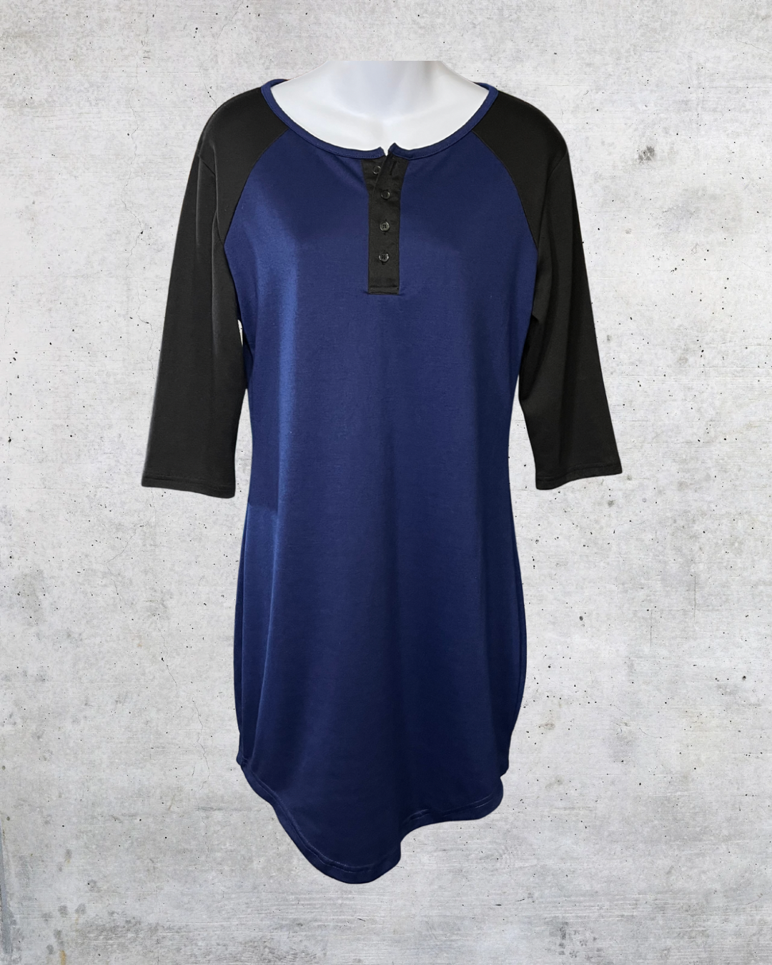 vFish Navy & Black Colorblock Henley Dress Large Frankie's Vintage Fusion vFish Navy & Black Colorblock Henley Dress Large Frankie's Vintage Fusion