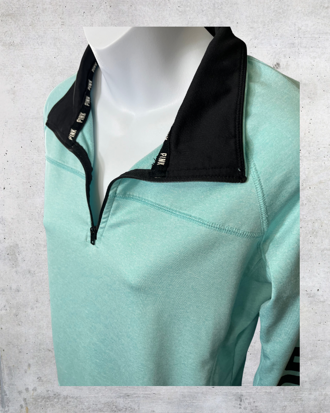 PINK Mint Quarter Zip Pullover - Medium