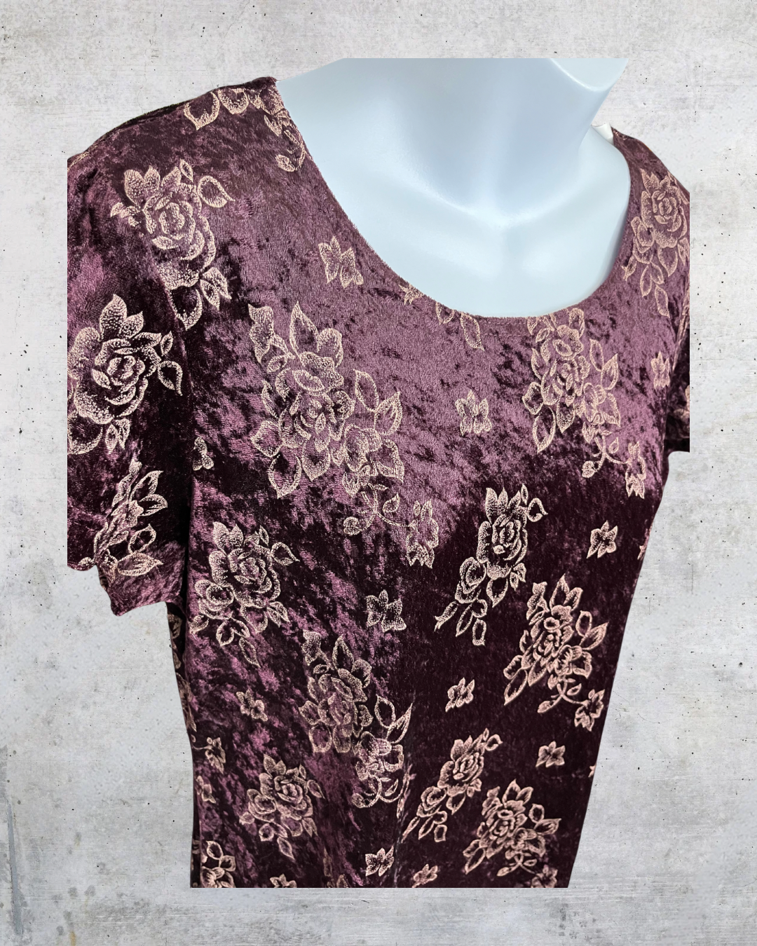 Vintage DBY Ltd Crushed Velour Floral Midi Dress - Size 11