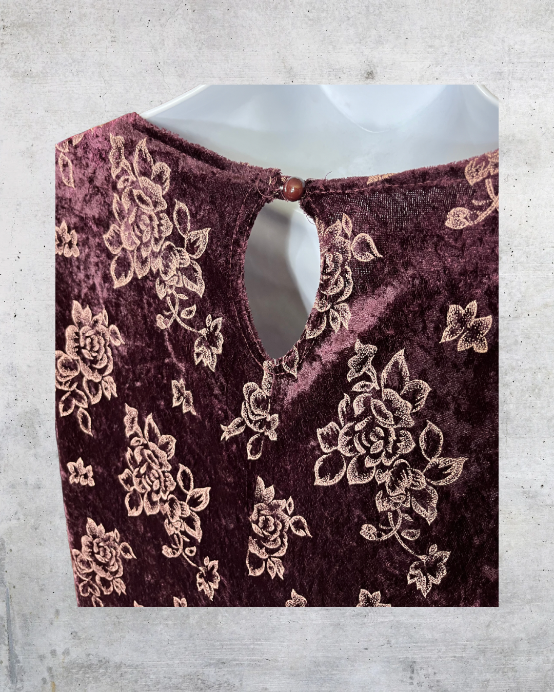 Vintage DBY Ltd Crushed Velour Floral Midi Dress - Size 11