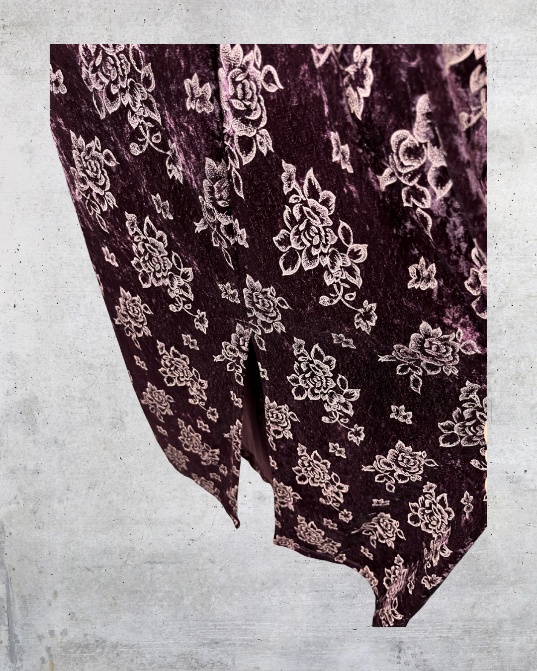 Vintage DBY Ltd Crushed Velour Floral Midi Dress - Size 11