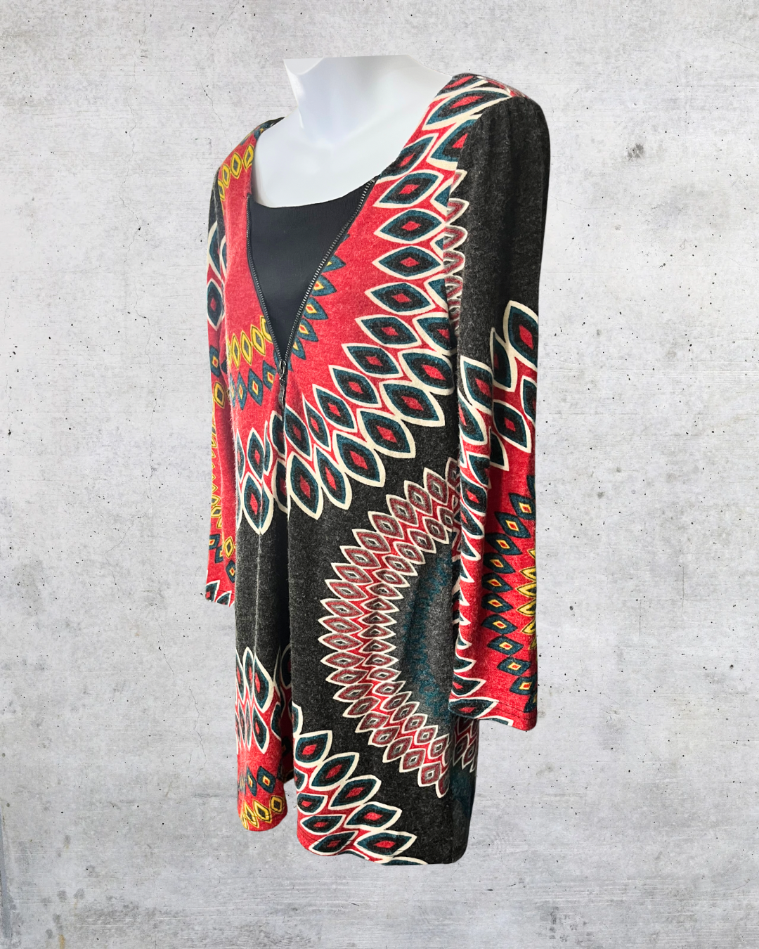 Aryeh Retro Zip-Front Knit Dress - Medium