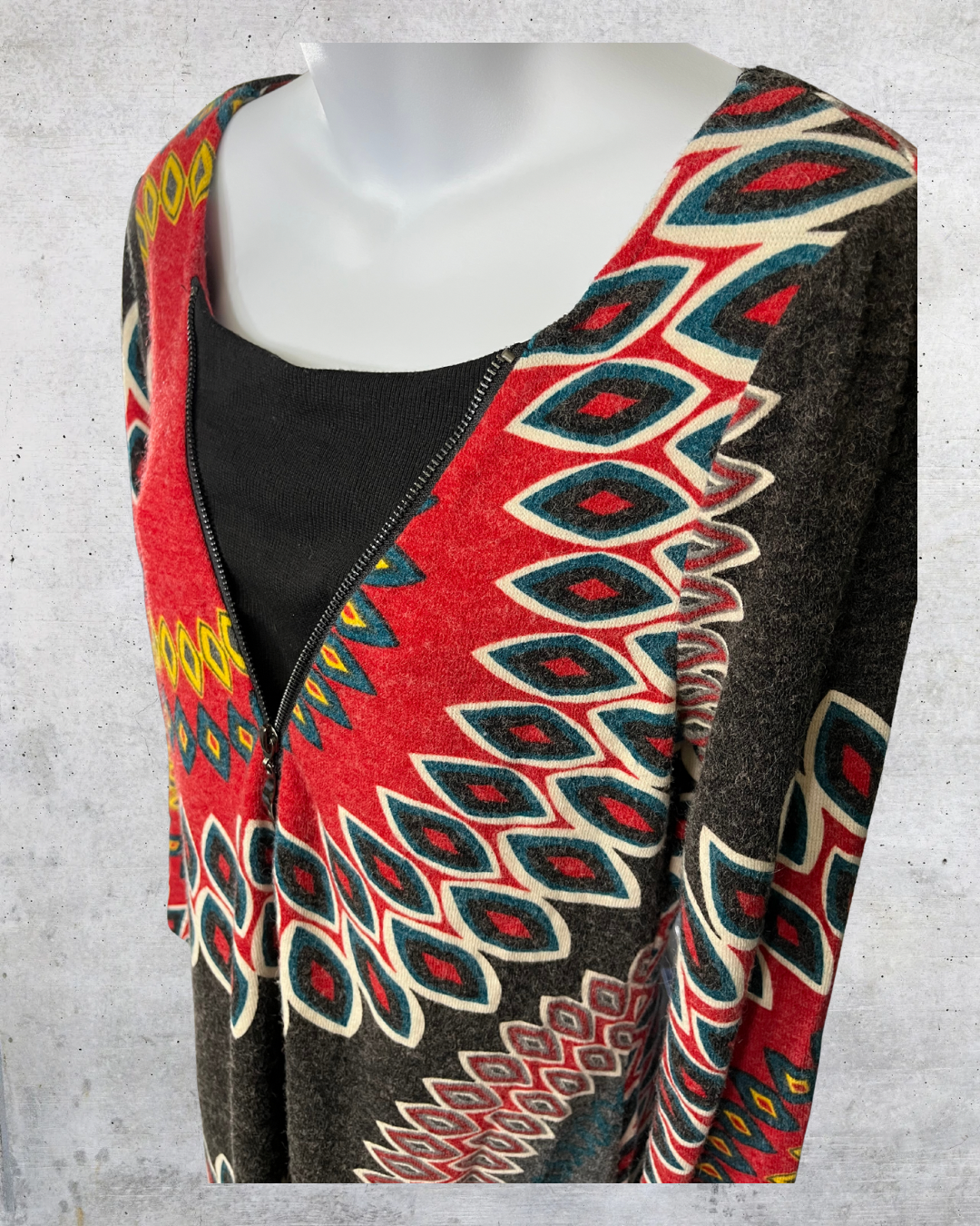 Aryeh Retro Zip-Front Knit Dress - Medium