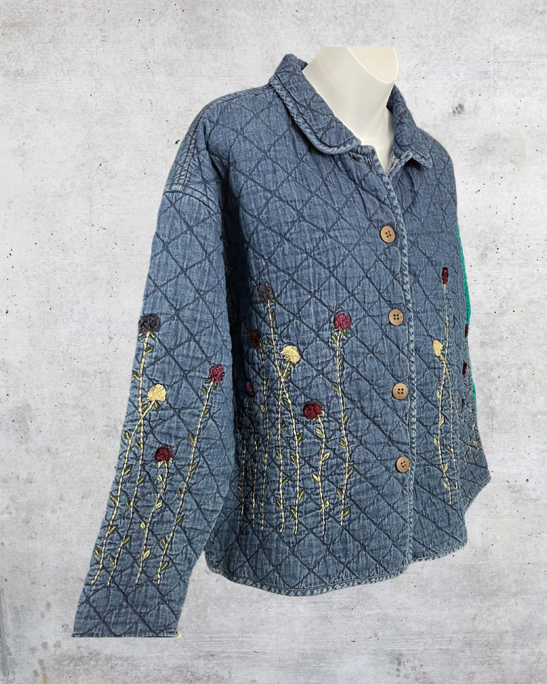 Sara Studio Quilted Denim Jacket Garden Stitch Edition - Large