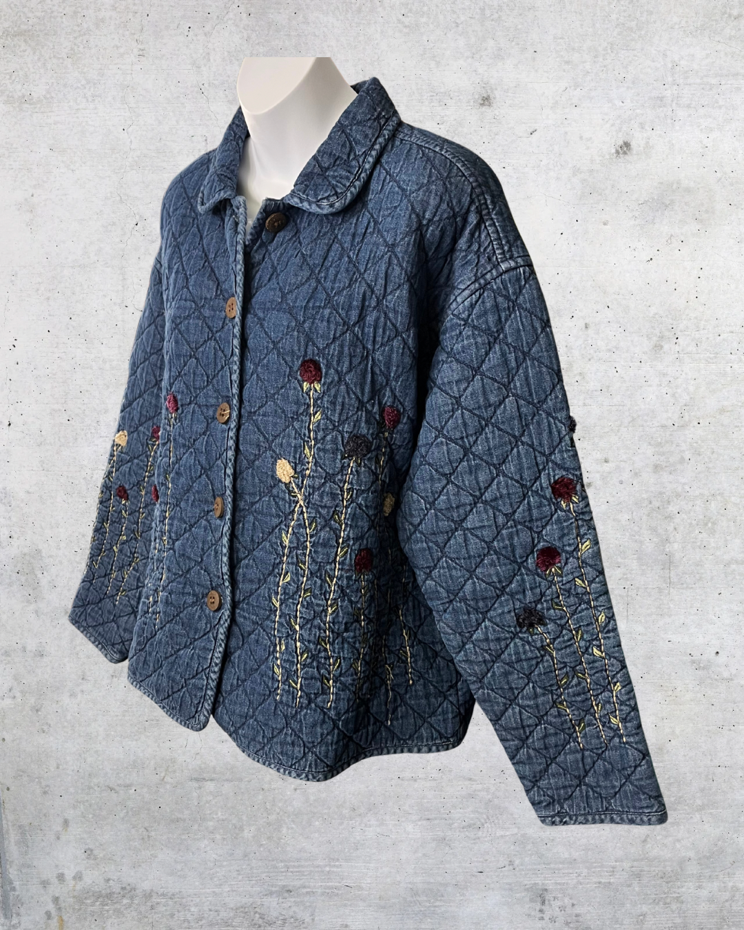 Sara Studio Quilted Denim Jacket Garden Stitch Edition - Large