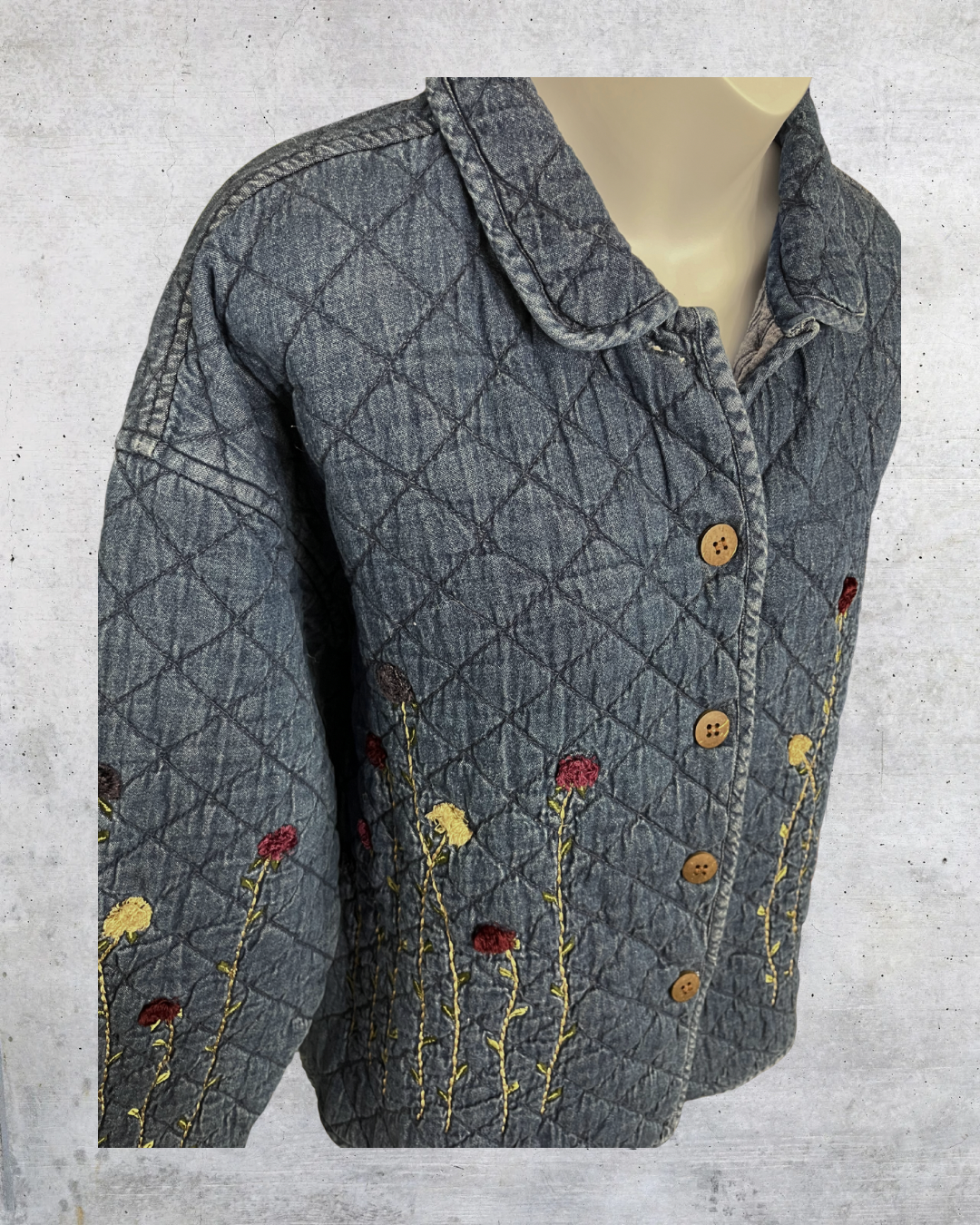 Sara Studio Quilted Denim Jacket Garden Stitch Edition - Large
