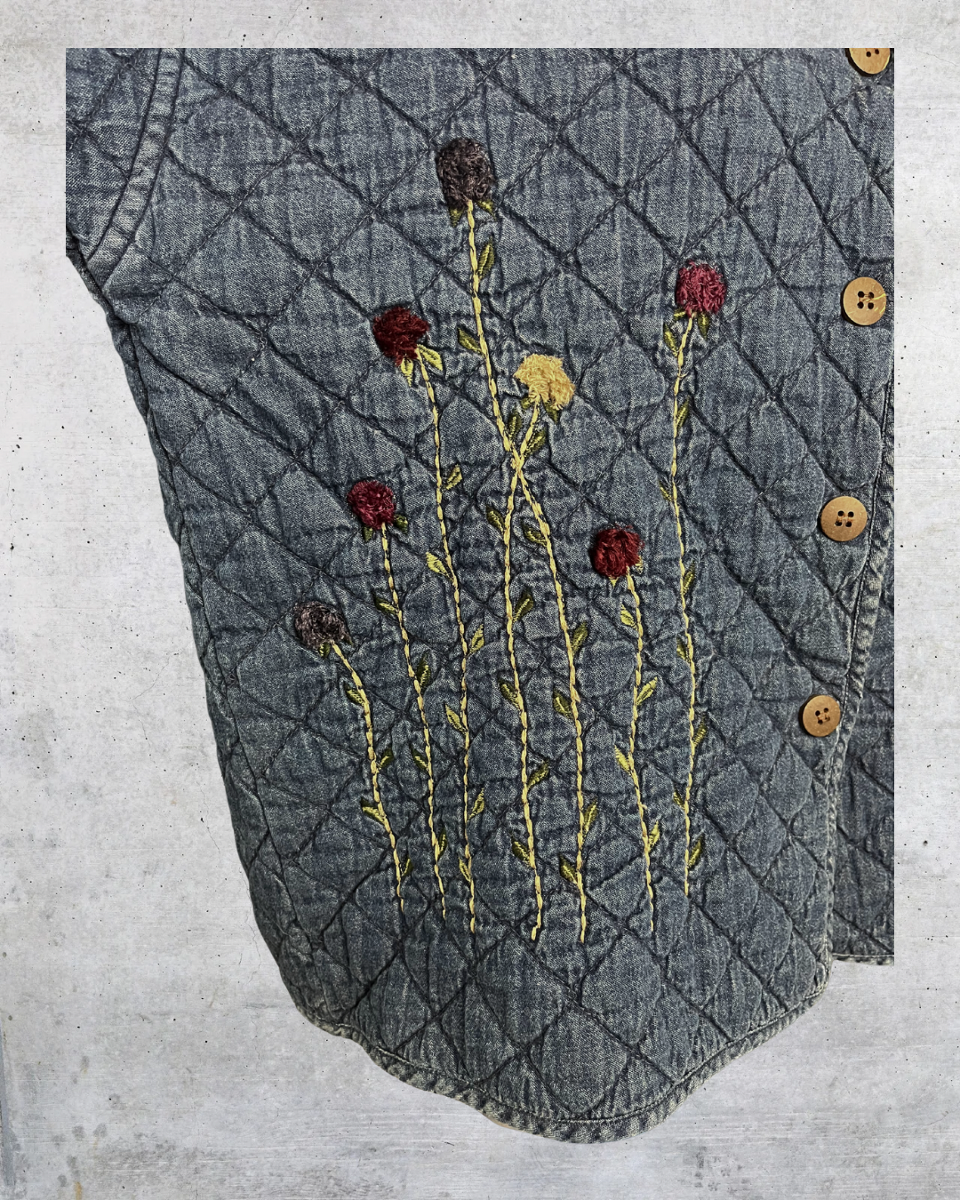 Sara Studio Quilted Denim Jacket Garden Stitch Edition - Large