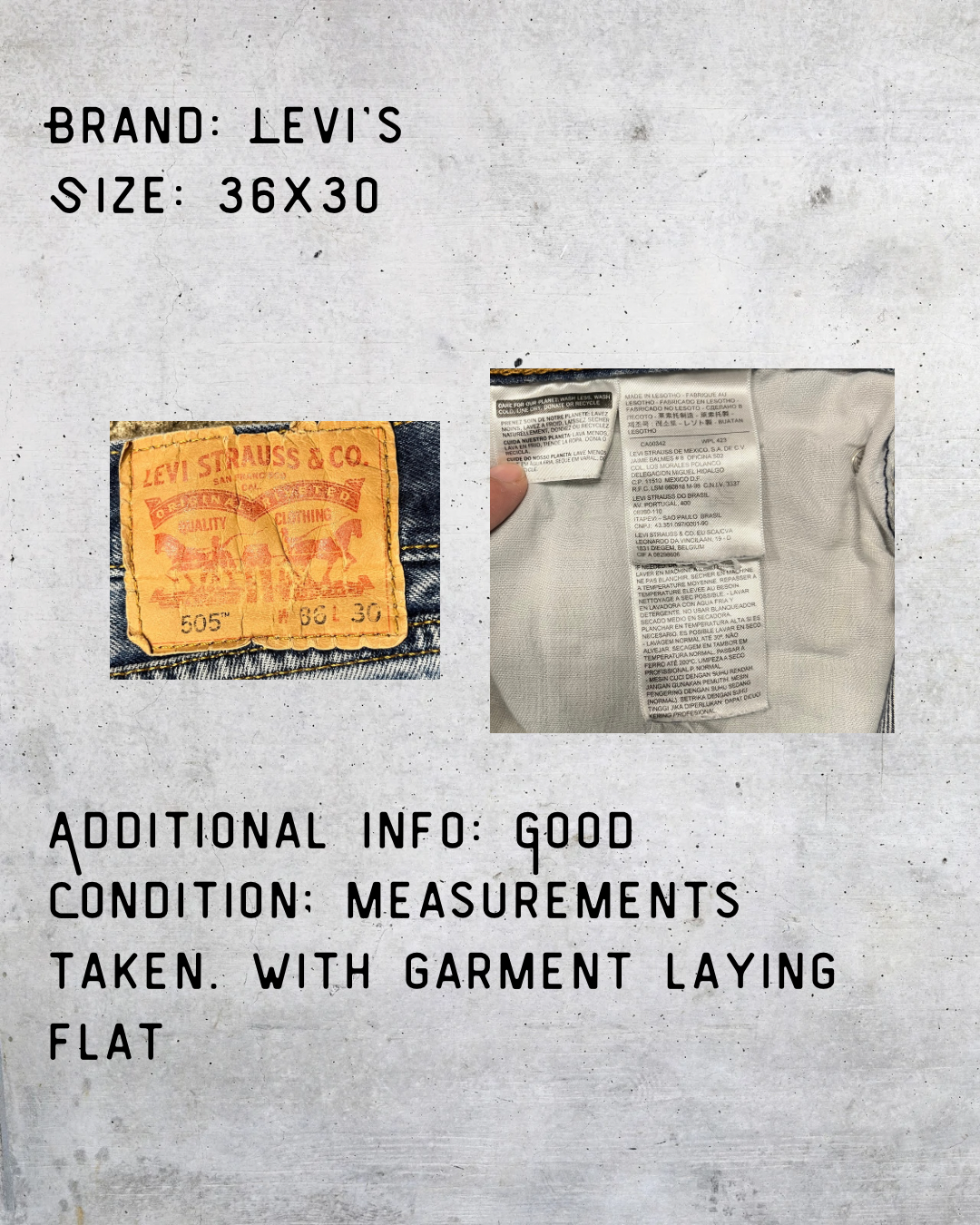 Levi’s 505 Distressed Straight Leg Jeans - 36x30