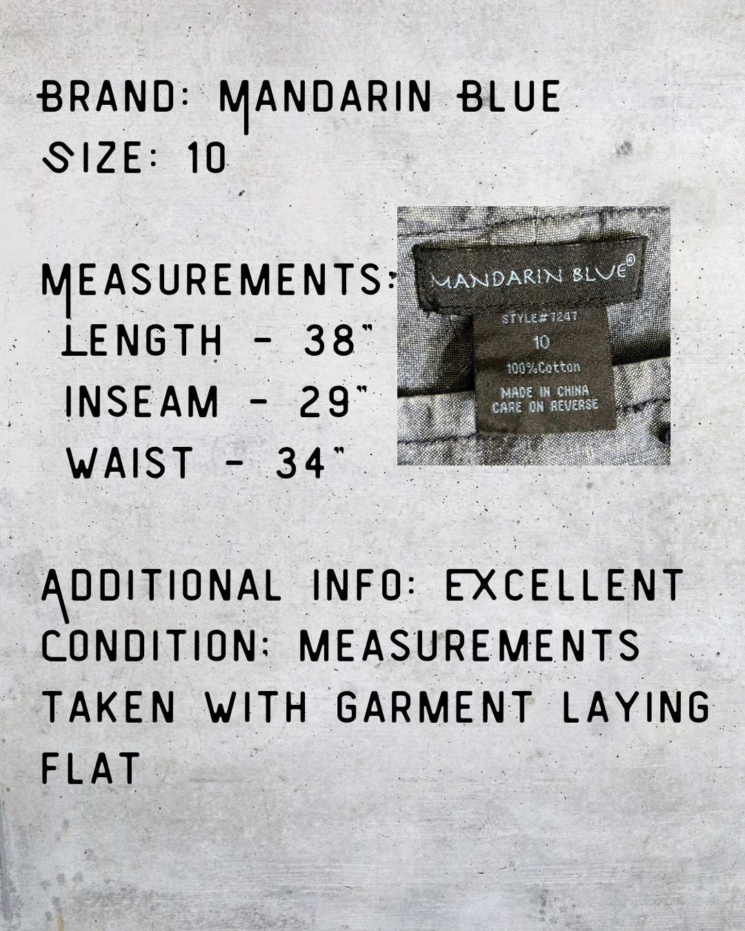 Mandarin Blue Sailor Button Wide-Leg Pants - Size 10