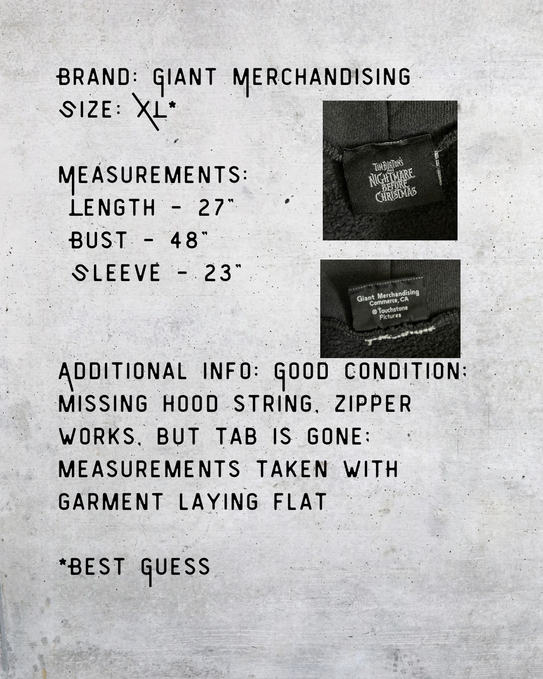 Jack Skellington Full-Face Zip Hoodie - XL