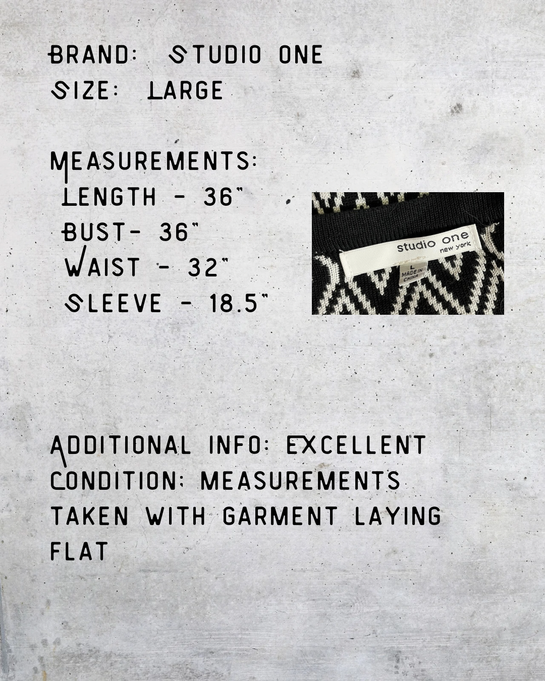 Studio One Black & White Diamond Knit Dress – Large