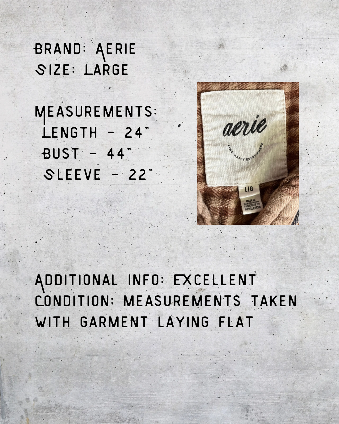 Aerie Cozy Crinkle Plaid Button-Up – Large