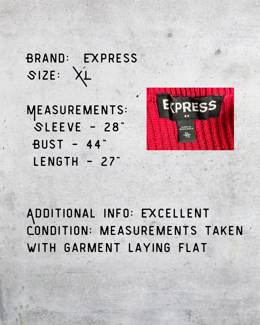 Express Red + Navy Colorblock Knit Sweater — XL