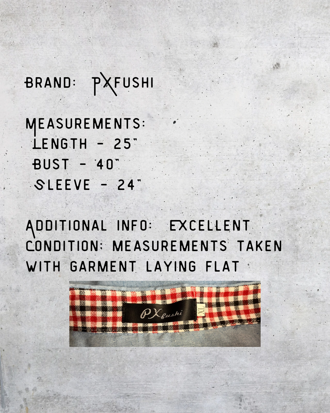 Chambray Button-Up Shirt with Red Buttons & Plaid Collar Detail - XL