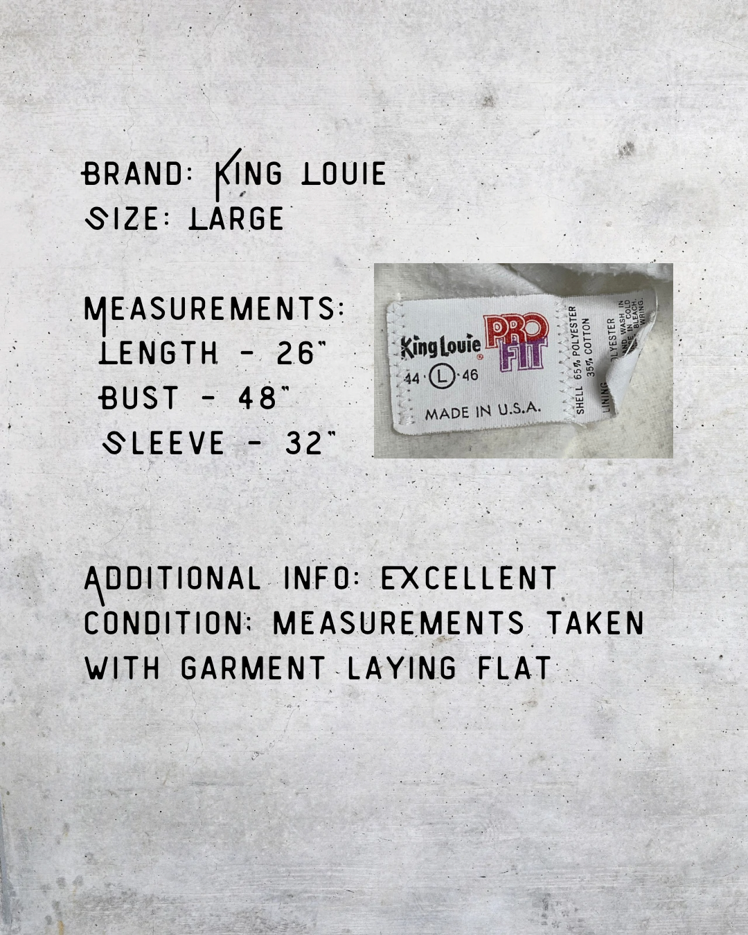 Vintage King Louie Cream Athletic Bomber Jacket - Large