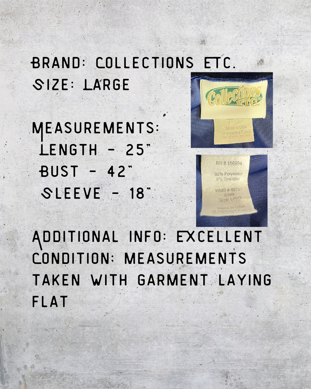 Navy Velvet V-Neck Blouse – Large