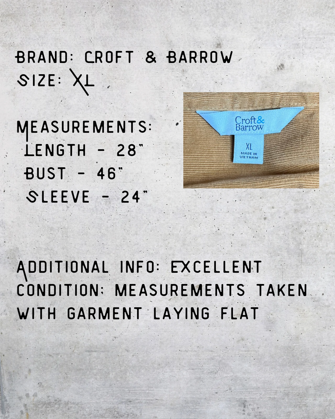 Camel Corduroy Pullover – XL