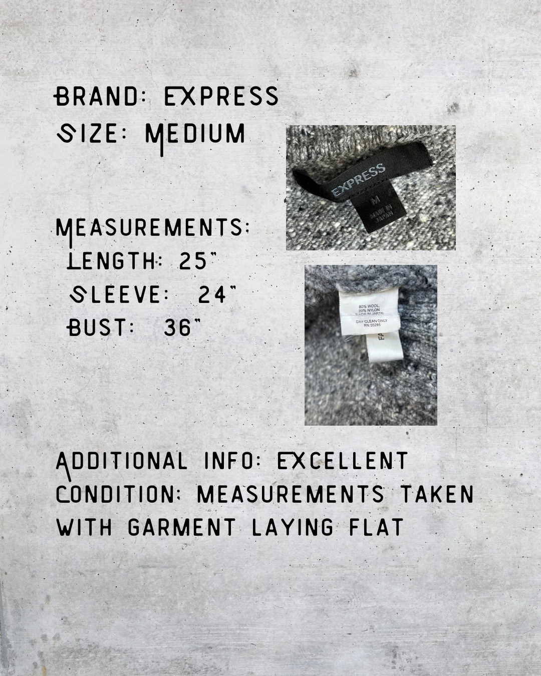 Express Gray Quarter Zip Knit Sweater - Medium