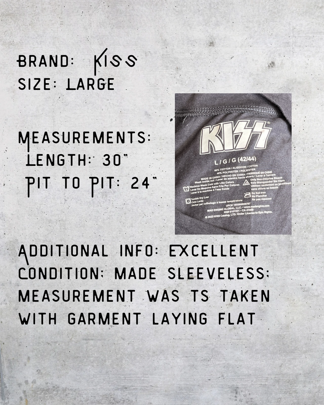 KISS 1977 New York City Sleeveless Band Tee - Large