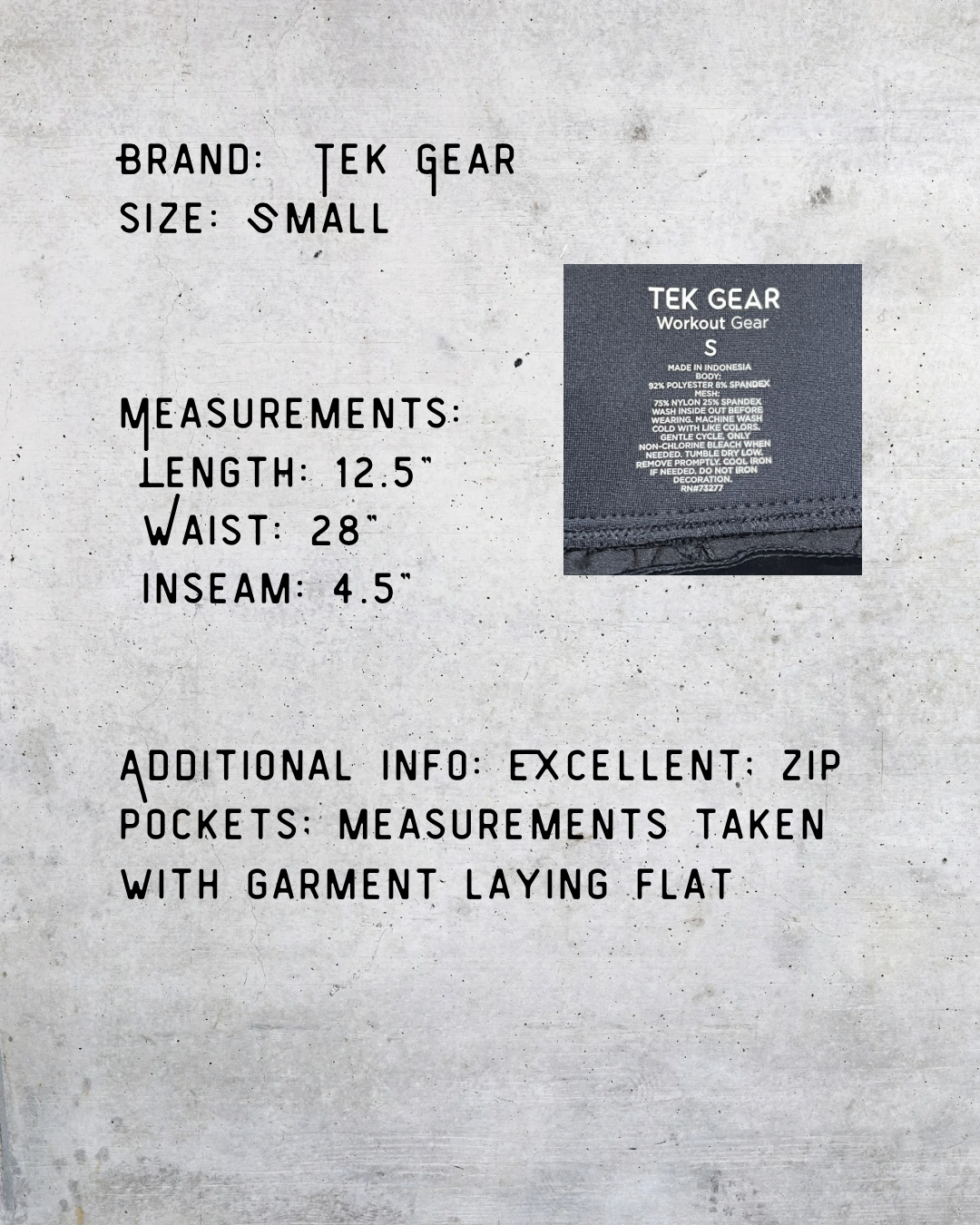 Tek Gear Black Running Shorts - Small