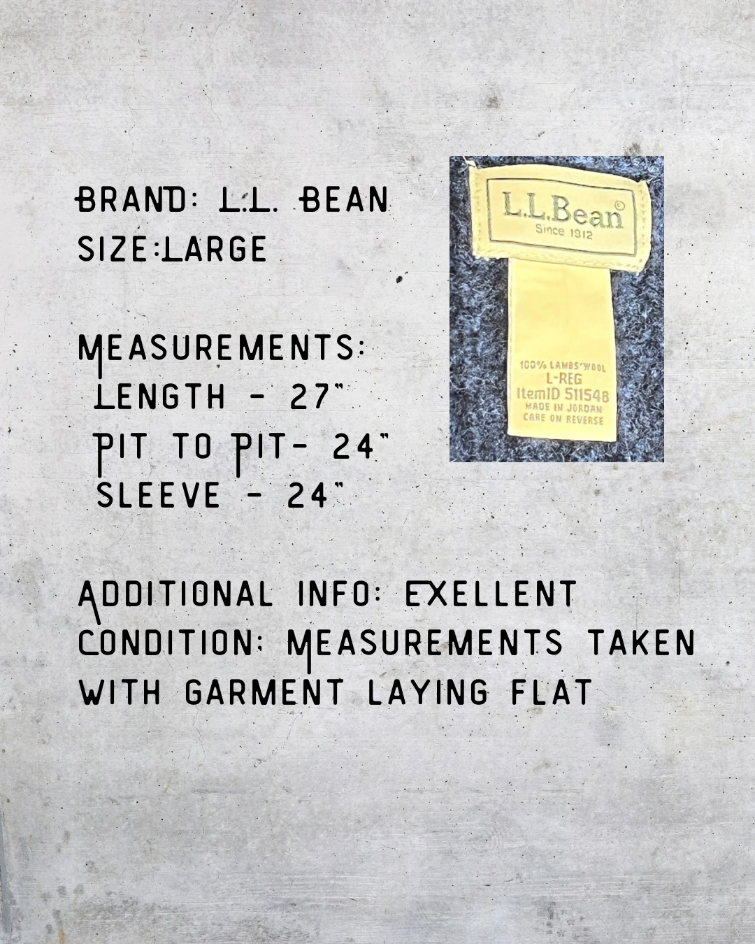 L.L.Bean 100% Lambswool Chunky Cardigan – Large