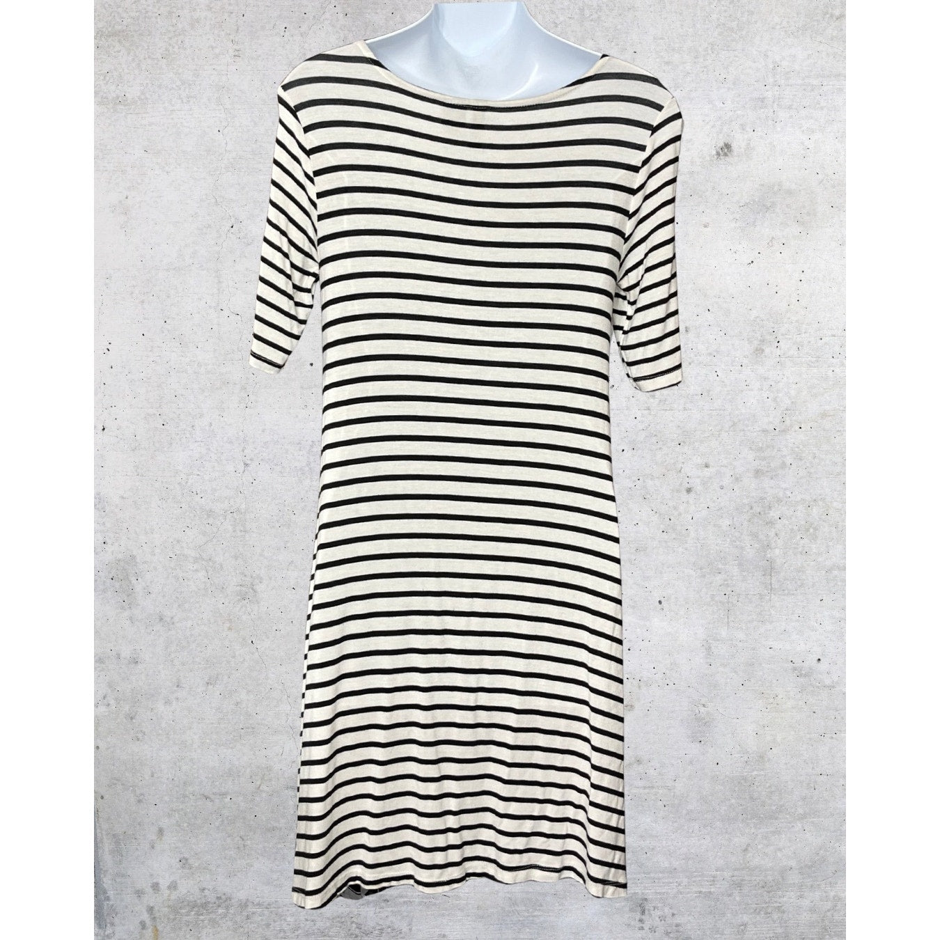 Black & White Striped Lace-Up Tassel Dress