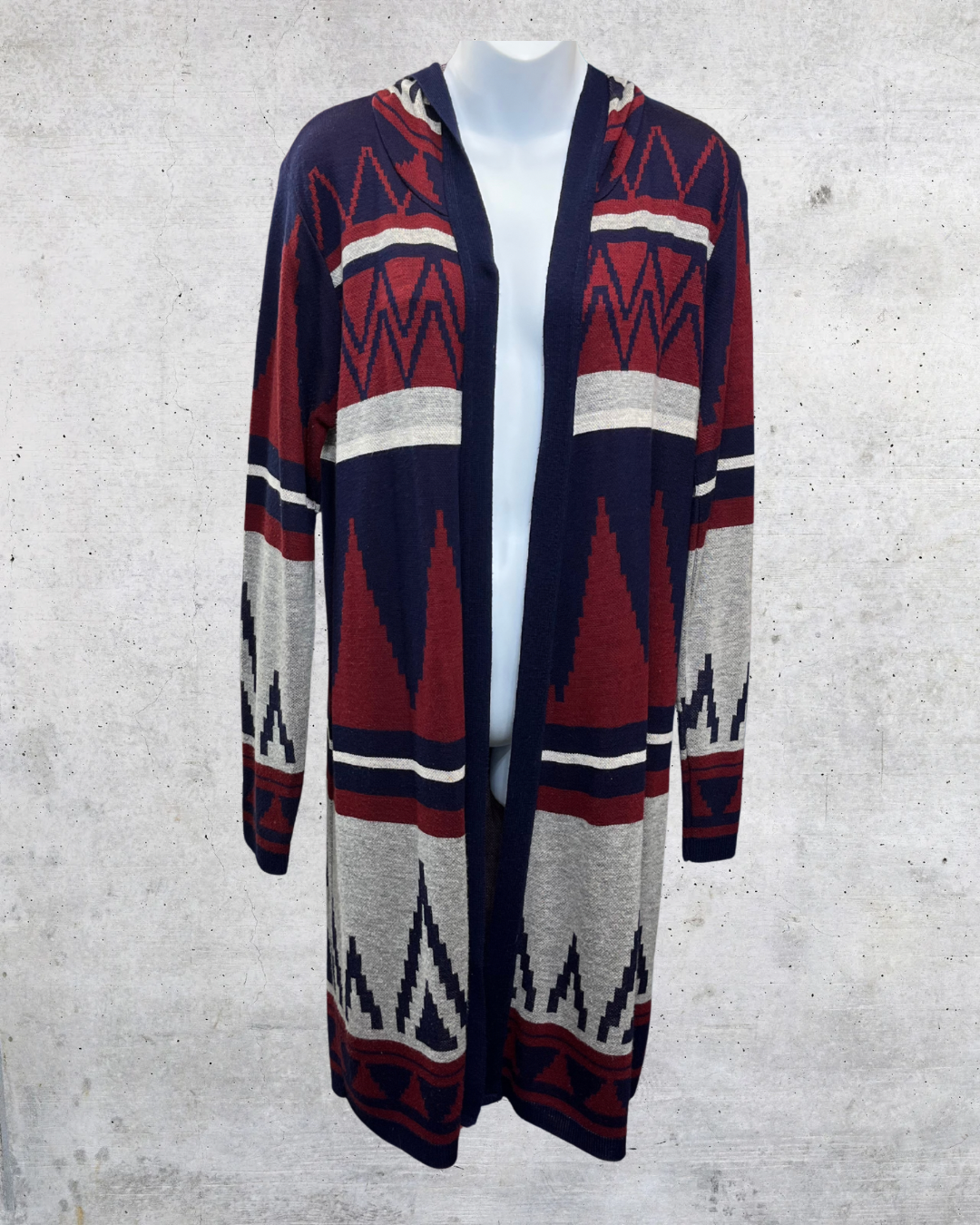 Allison Brittney Southwest Hooded Longline Cardigan - Large