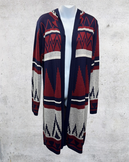 Allison Brittney Southwest Hooded Longline Cardigan - Large