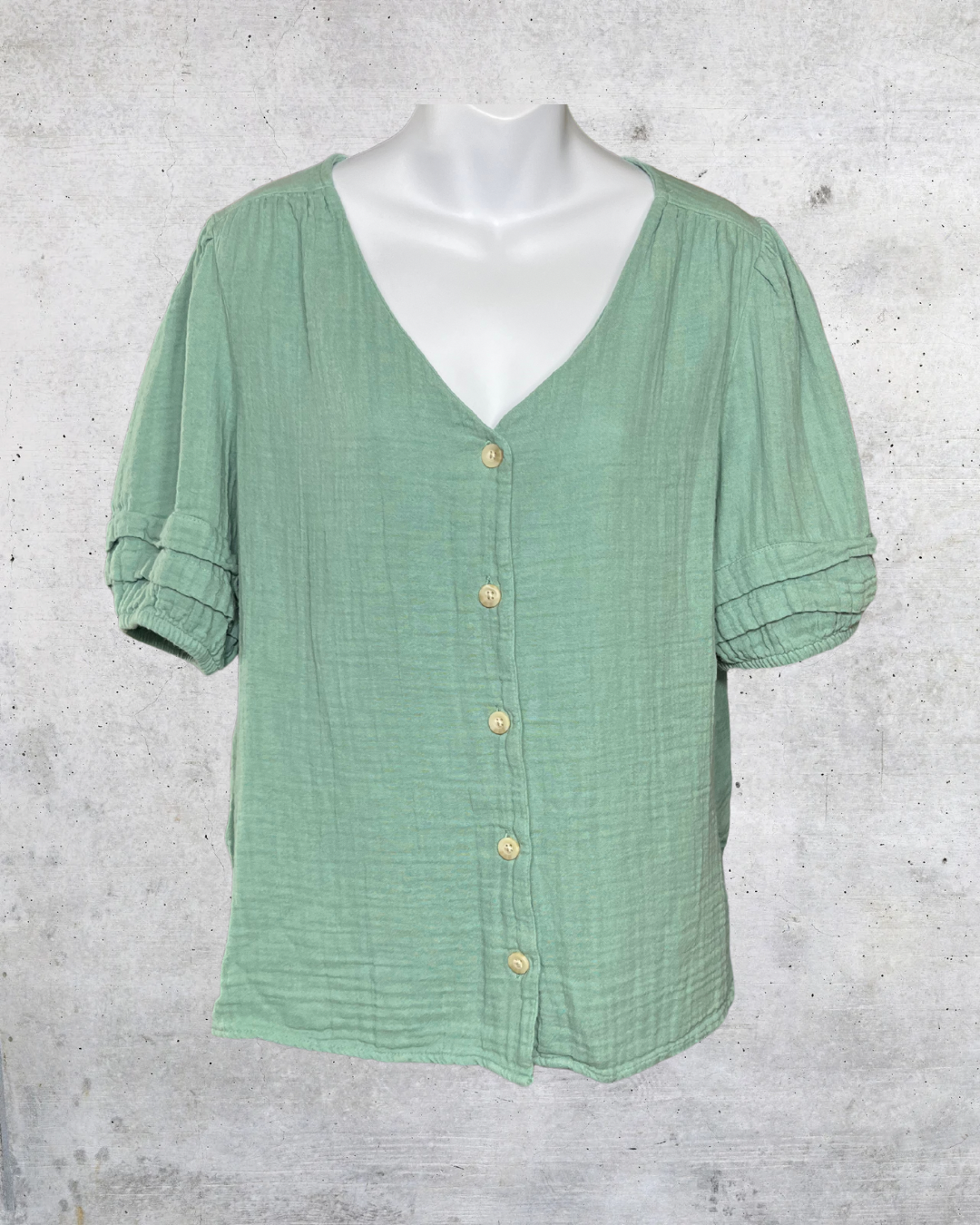 Sonoma Green Button-Front Blouse