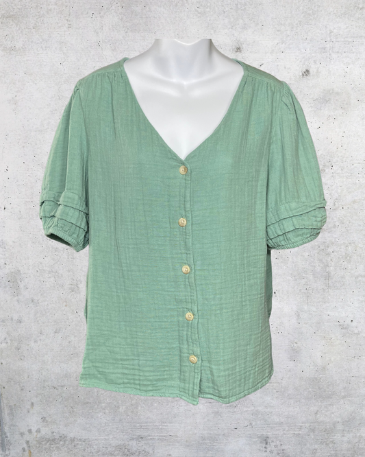 Sonoma Green Button-Front Blouse