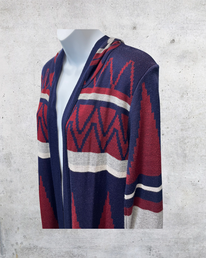 Allison Brittney Southwest Hooded Longline Cardigan - Large