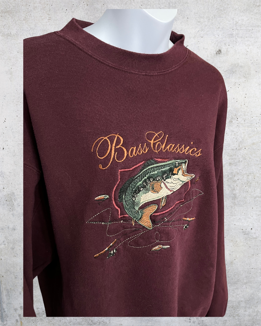 Vintage 90s “Bass Classics” Embroidered Maroon Sweatshirt - Medium