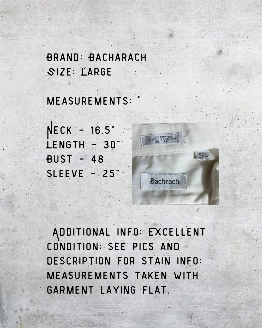 Bachrach Cream Dress Shirt (NWT) - Large