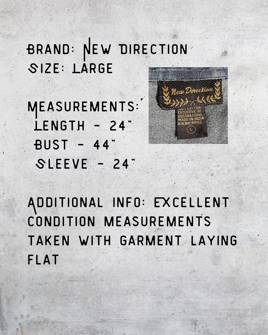 New Direction Patchwork Denim Jacket - Large