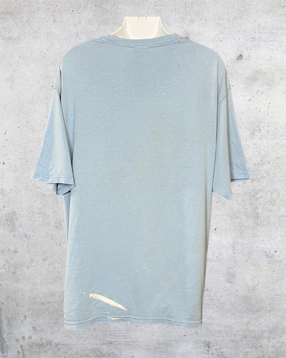 Vintage Distressed Blue Champion Logo Tee - Medium