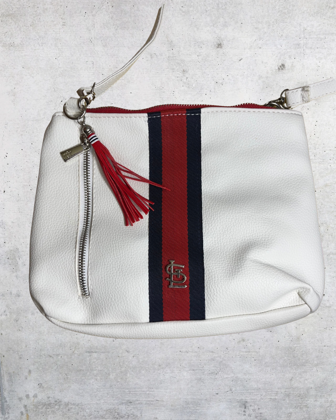 Red & Navy Stripe Tassel Crossbody Bag - Cardinals