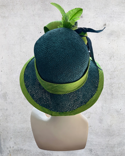 Cotton Weave in Teal with Green Silk Trim