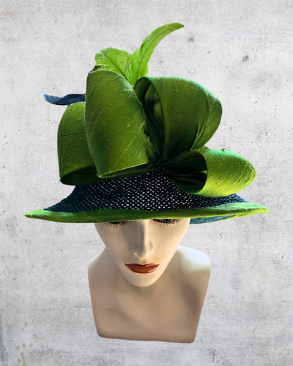 Cotton Weave in Teal with Green Silk Trim