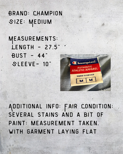 Vintage Distressed Blue Champion Logo Tee - Medium