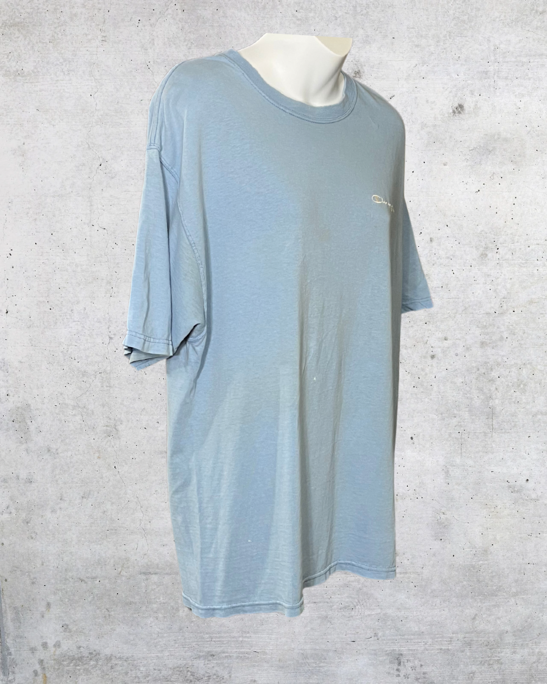 Vintage Distressed Blue Champion Logo Tee - Medium