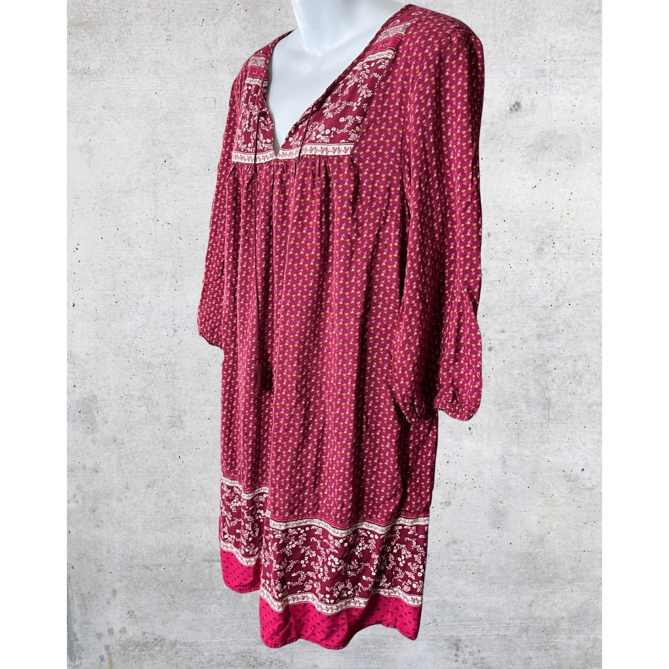 Maroon Boho Tunic Dress