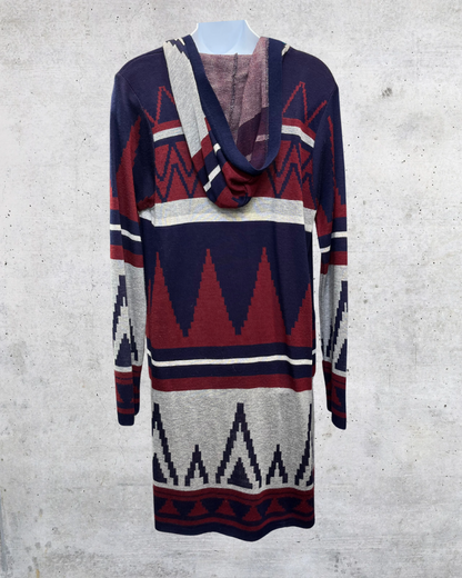 Allison Brittney Southwest Hooded Longline Cardigan - Large