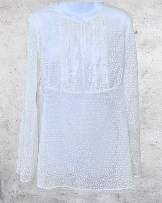 Tahari Sheer Geometric Textured Blouse