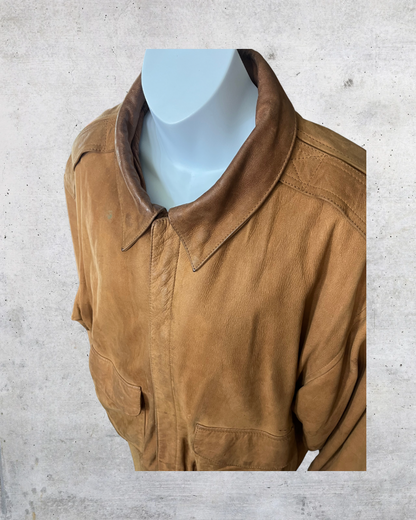 Vintage Outbrook Brown Suede Bomber Jacket – Medium