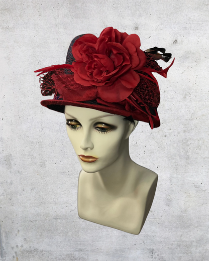 Black Sisal with Red Silk Trim