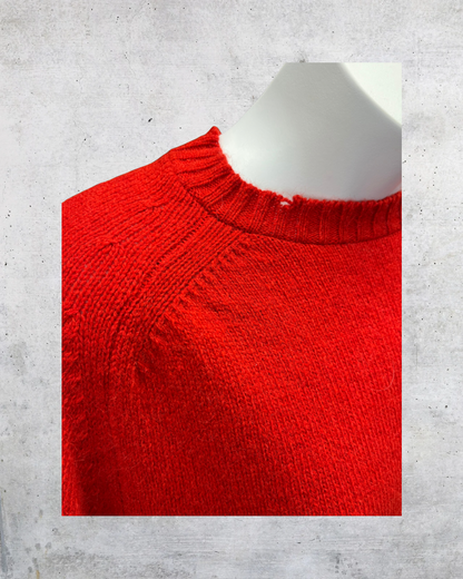 Vintage 90s Red Knit Sweater The Fox Collection Made USA - XL