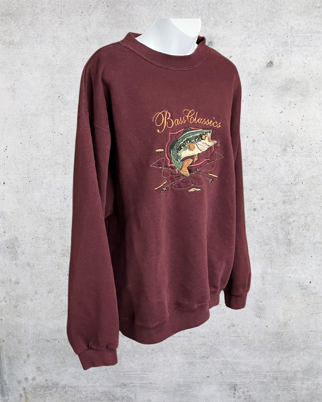 Vintage 90s “Bass Classics” Embroidered Maroon Sweatshirt - Medium