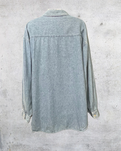 Vintage Christmas Denim Shirt with Embroidered Bears - Size 22