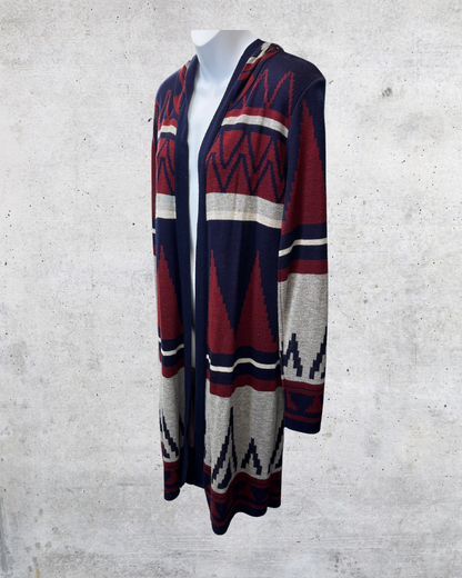 Allison Brittney Southwest Hooded Longline Cardigan - Large